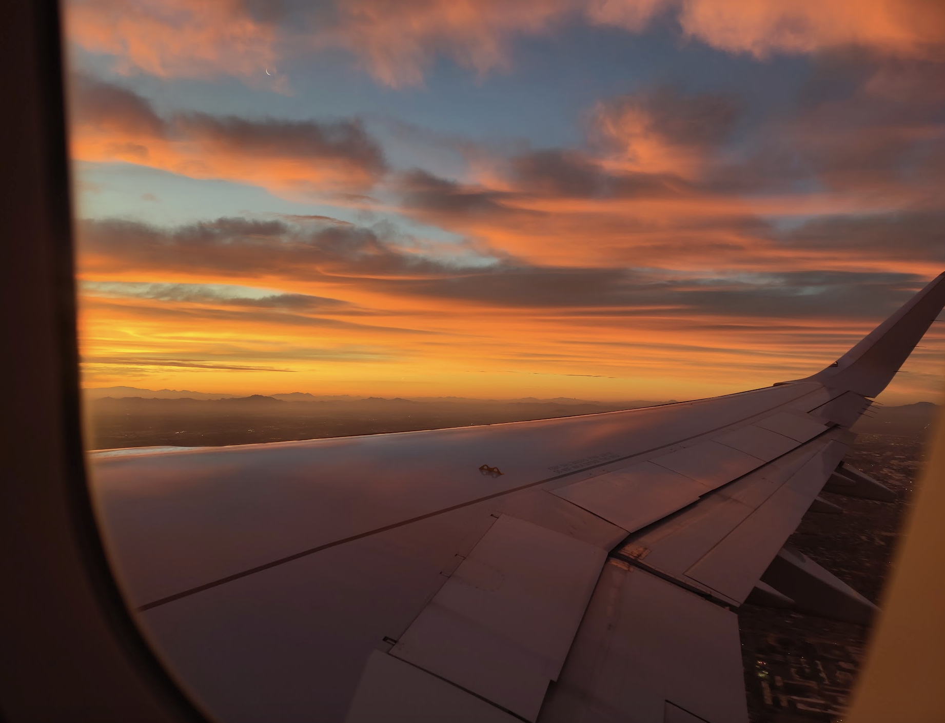 Sunset from an airplane window
